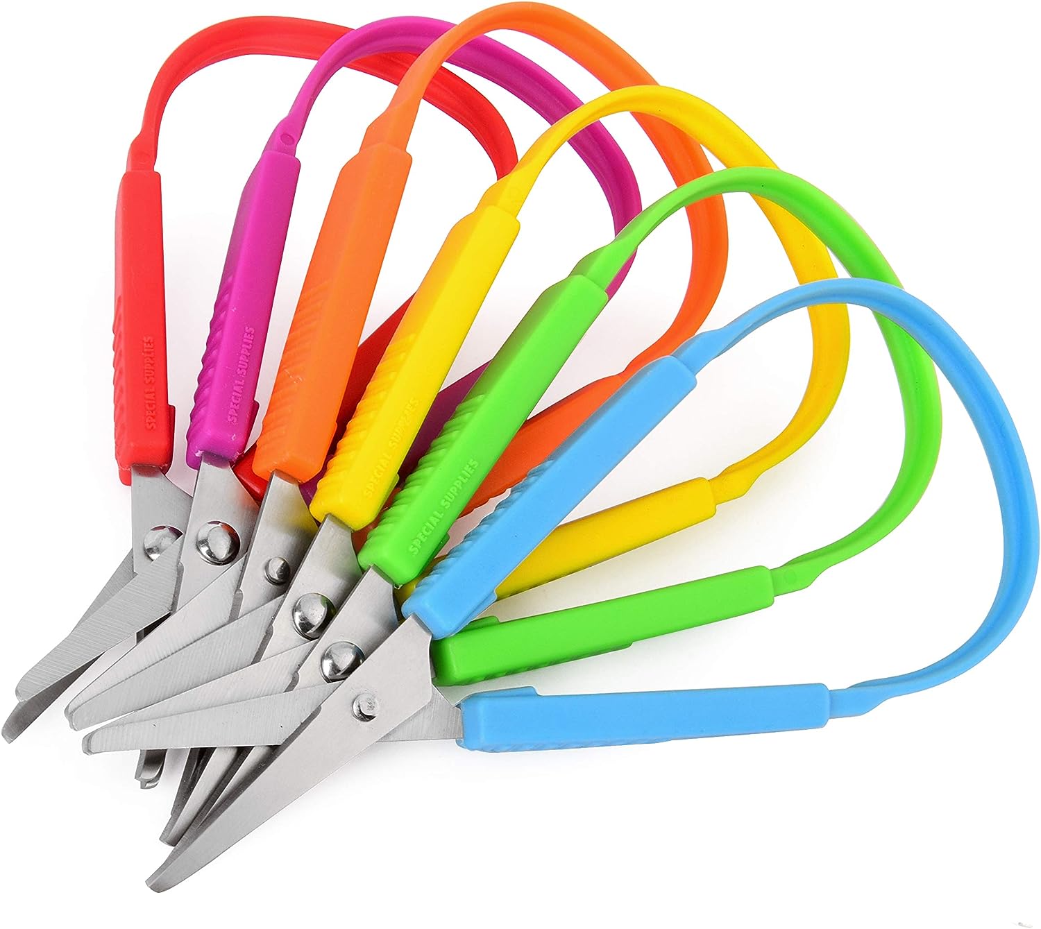 Special Supplies Mini Loop Scissors for Children and Teens and 5.5 Inches  (6-Pack) Colorful Looped, Adaptive Design, Right and Lefty Support, Small,  Easy-Open Squeeze Handles, For Special Needs 